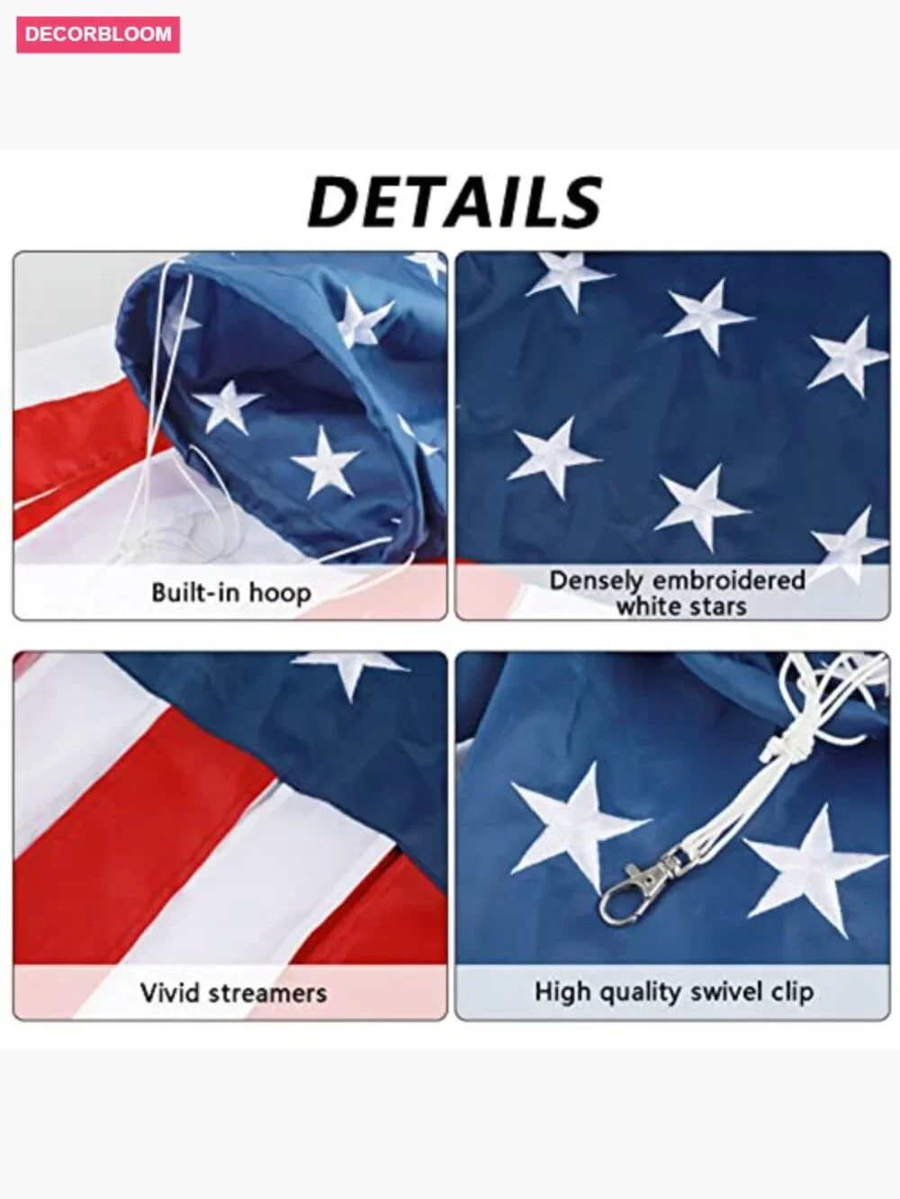 60 Inch Heavy Duty Patriotic Windsock Outdoor Decor USA Flag Nylon - Picture 3 of 7